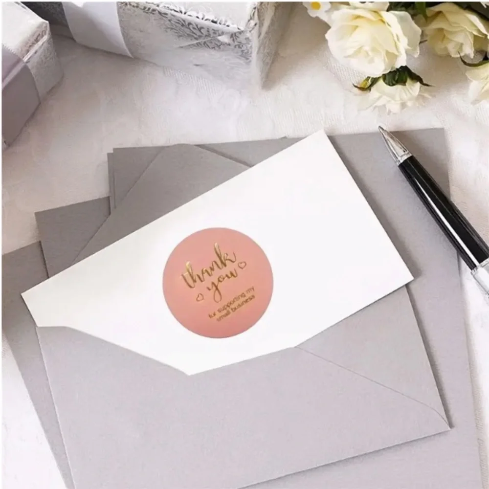 500 1in PeachThank You Stickers